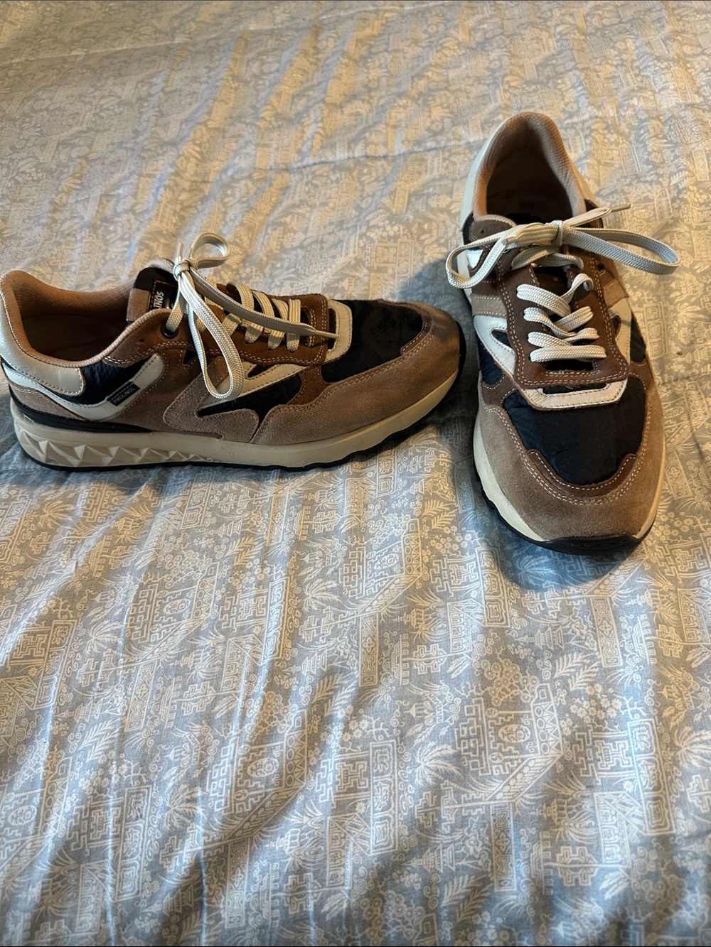 Men's Suede & Mesh Trainer Sneakers - Brown/Black